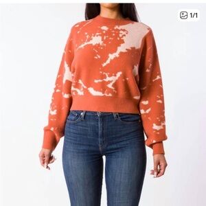 Kerisma Rust Orange & White Crewneck Tie-Dye Sweater